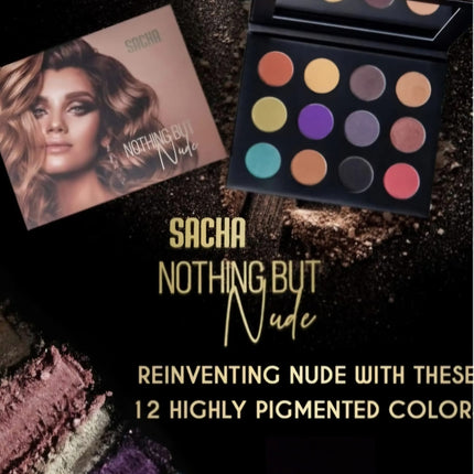 Sacha Cosmetics - 12 Piece Eyeshadow Palette Nothing but Nude Deep